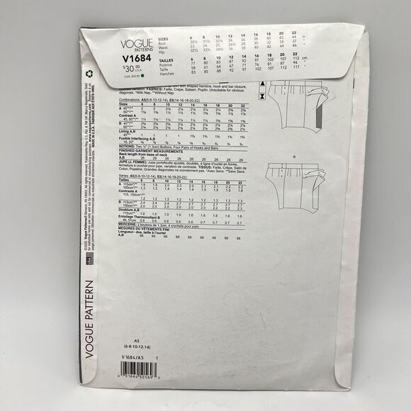 Vogue Sewing Pattern V1684 A5 Pencil Wrap Skirt Statement Front 6 8 10 12 14 - Picture 4 of 7